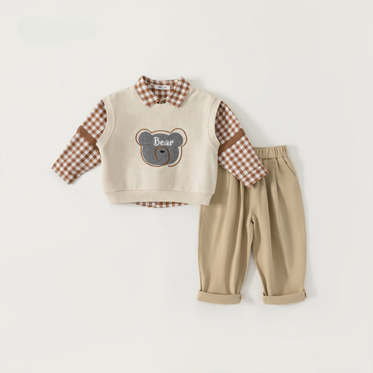 Bear Vest Three-piece Set