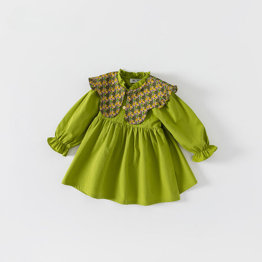 Avocado Green Lapel Dress